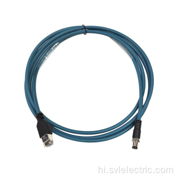 M8 से RJ45 4-पिन कैट 5E ईथरनेट केबल